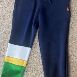 Polo by Ralph Lauren Kids' Joggers in Navy with Colorful Stripes